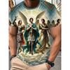 Mens 3d Angel Warrior Graphic T Shirt Golden Sword Design 3D Printed Tshirt For Men Clothes Wing Ornate Border Unisex Tee Tops