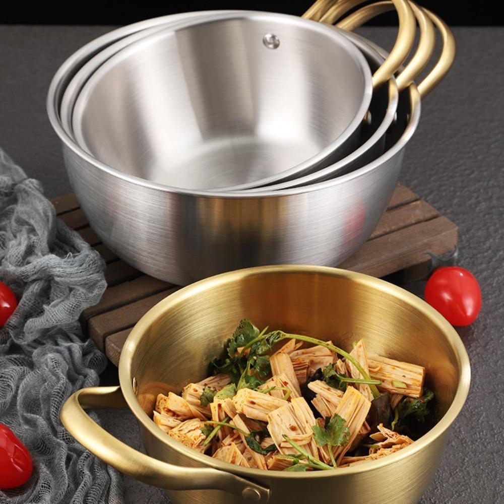 Thickened Noodles Bowl Stainless Steel Fruit Salad Bowls Multi-purpose Mixing Pot  Cooking