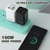 150W 6-in-1 Multi-port Fast Charger: 3 USB + 3 PD Ports, 5V 3.1A