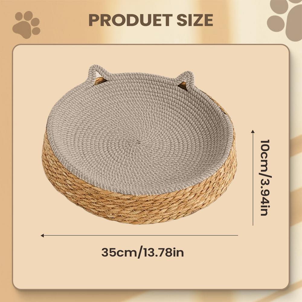 Cat Scratch Bowl Breathable Woven Nest Kitten Ear Design Cotton Rope Cat Bed for Play Exercise Enrichment Activity Nail Trimming