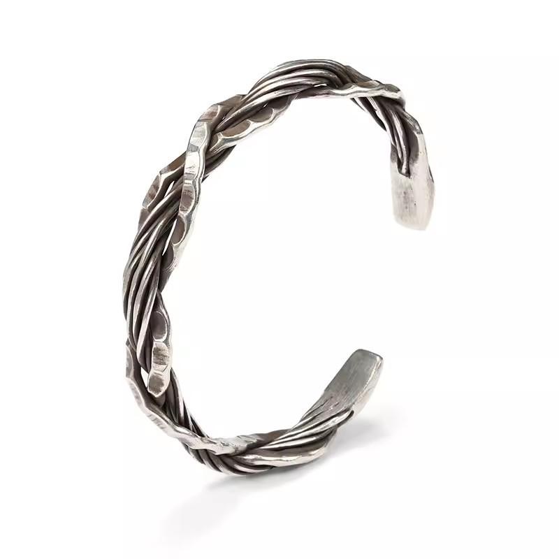 Vintage Thailändisches Silber Gehämmert Gewebt Armreif Armband Für Männer Frauen Hip Hop Mode Neuer Schmuck Geschenk Party Glamourös