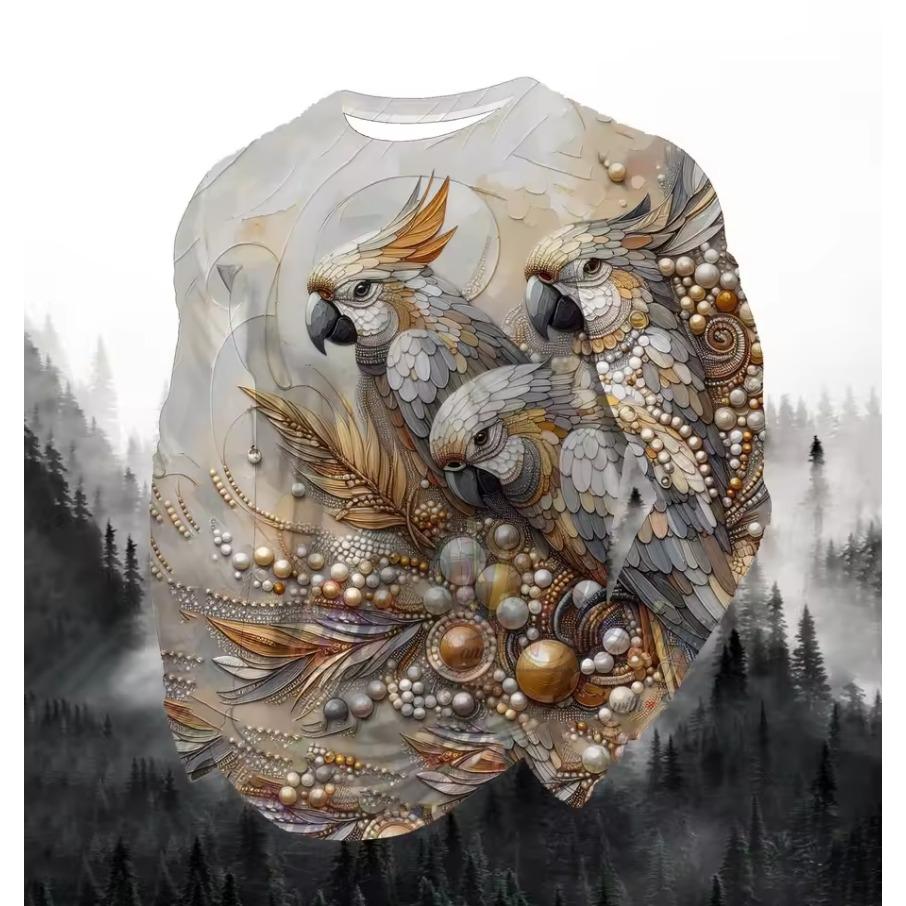 Löwe Katze Wildtierdruck Herren T-Shirt Mode Langarm T-Shirt Lässig Rundhals Street Top Lockerer Pullover Herbst