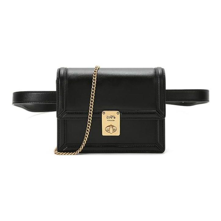 

Coach Hutton 16 Leather Mini Waist Bag Women bags Black 88499-B4BK Basic Set (Bag+Dust Bag)