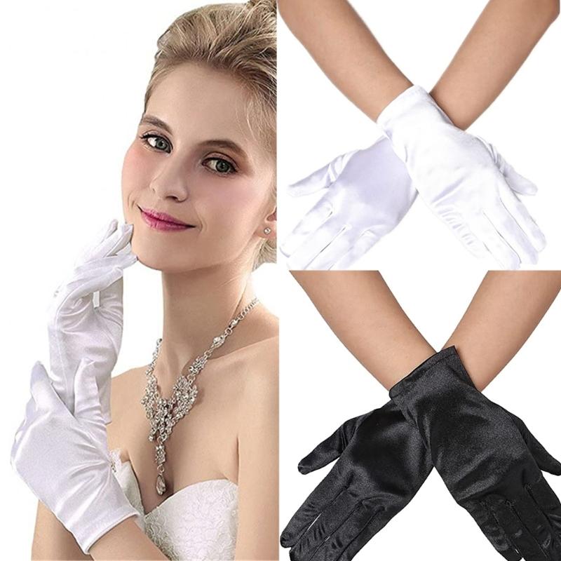 Stretch Short Gloves Evening Party Gloves Short Length Wrist Length Gown Gloves