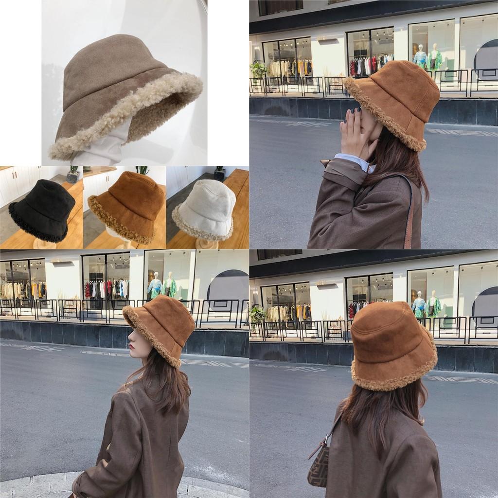 Cozy Lambswool Women's Winter Hat Fashionable Korean Style Bucket Hat For Cold Seasons