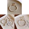 French Vintage Geometric Pearl Bracelet With Gold Plating For Womens Gift
