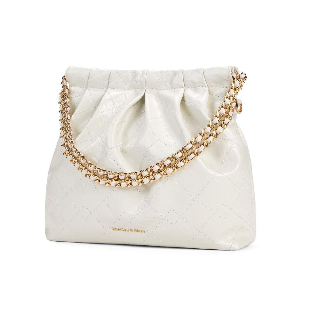 New CHARLES&KEITH PU Underarm Hobo Bag, Tote Bag, Shopping Bag, Shoulder Bag Women's Black/White/Chocolate/Composite Color CK2-20671559