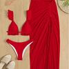 2024 European-American Bikini Three-Piece Set: Sunscreen Mesh Skirt Vacation Swimsuit