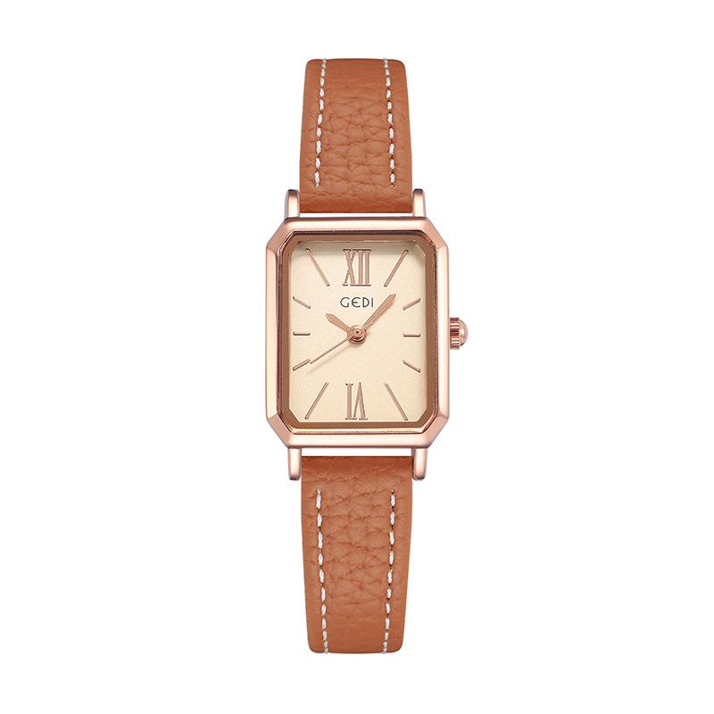 Gedi Minimalist Rectangular Women’s Watch – Retro Korean Style Quartz for Students