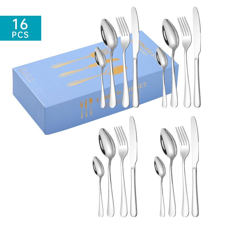 

Посуда из нержавеющей стали, костюм из 16 предметов, набор из четырех предметов: нож, вилка и ложка, набор посуды в стиле западной еды, костюм