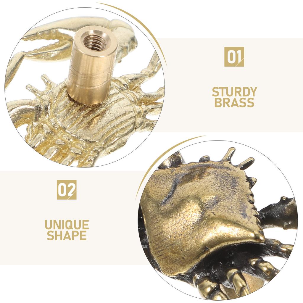 Brass Crab Cabinet Pull Nautical Coastal Drawer Handles Retro Sea Theme Unique Furniture Knobs Living Room Bedroom