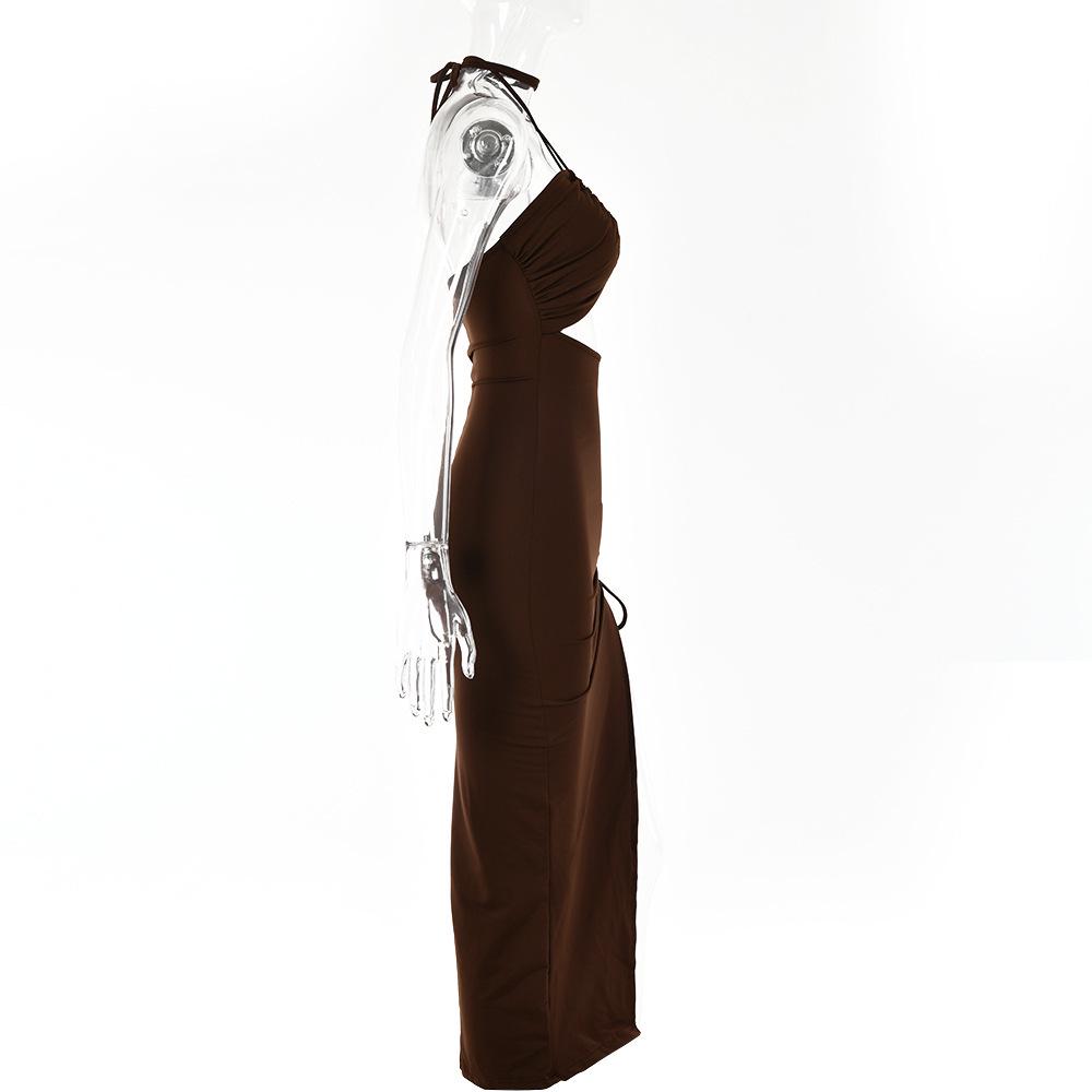 Spring Sexy High Slit Halter Neck Dress - European & American Style