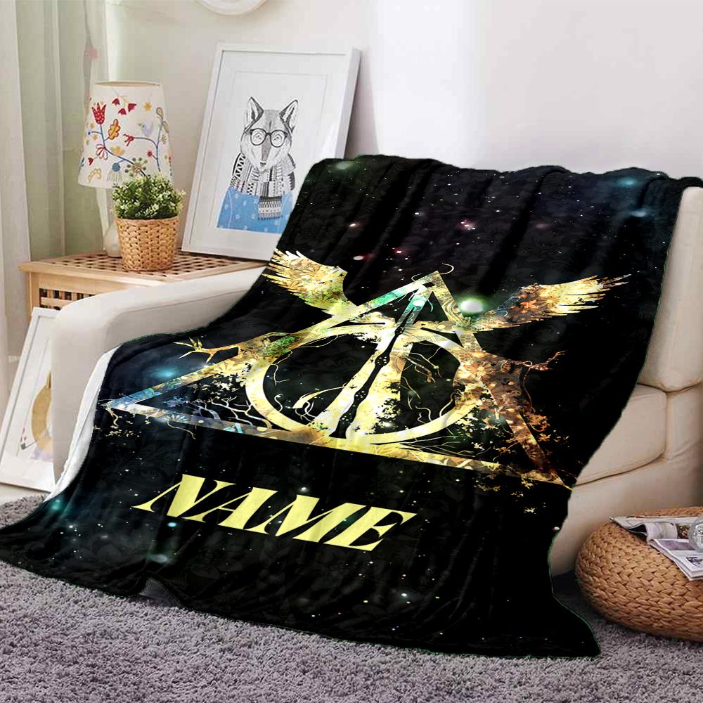 Custom Name Elegant Gothic Crest blanket for Couch & Bed, Plush Cozy Fuzzy Blanket Super Soft & Warm Blankets for Fall and Winter. 090874