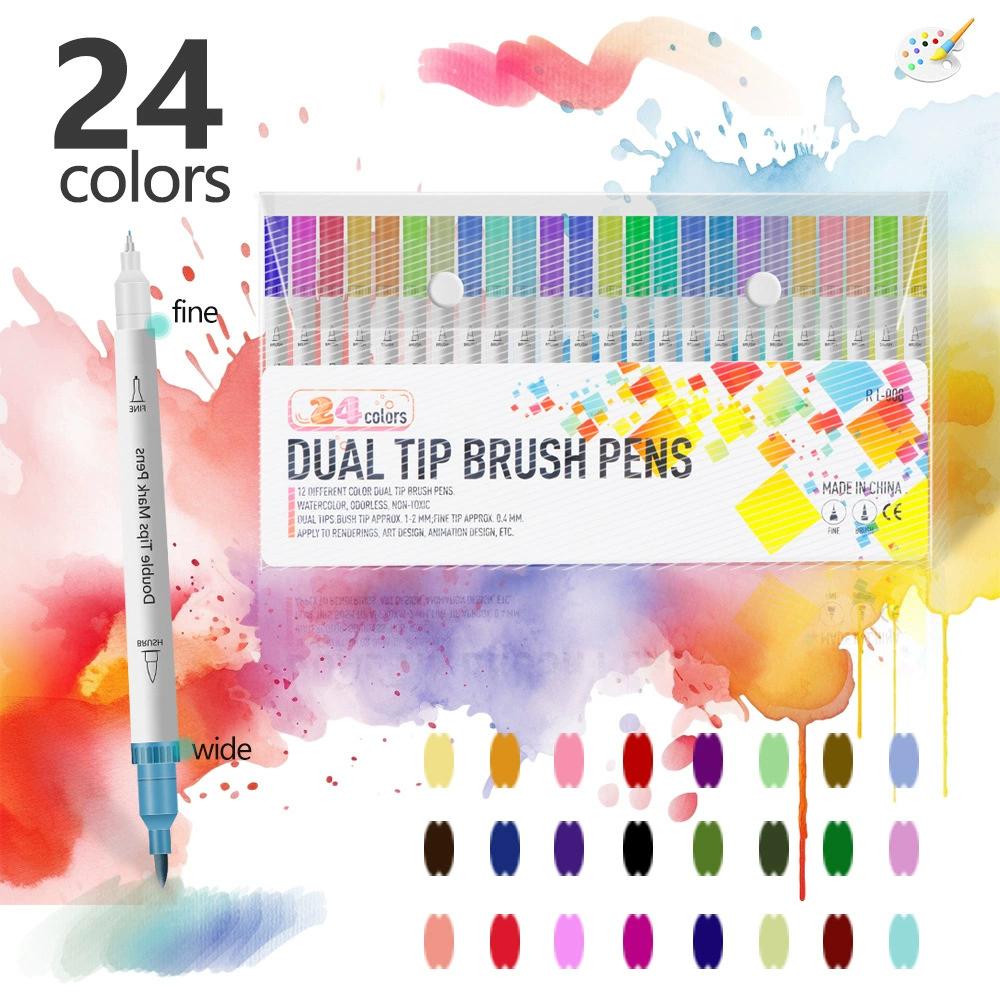 Waterproof Double Tip Art Markers Pen Set for Drawing Sketching Manga Coloring Watercolor Paint Brush Art Stationery Supplies