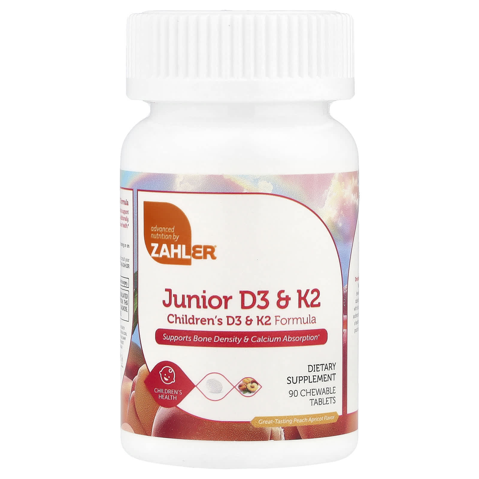 

Junior D3 & K2, Peach Apricot, Chewable 90 Tablets