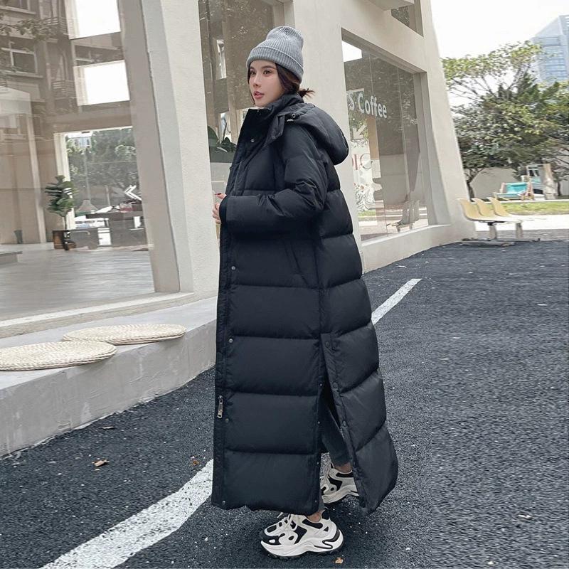 

Женский сверхдлинный пуховик до щиколотки 2025 года для экстремального холода, очень толстый пух белой утки L