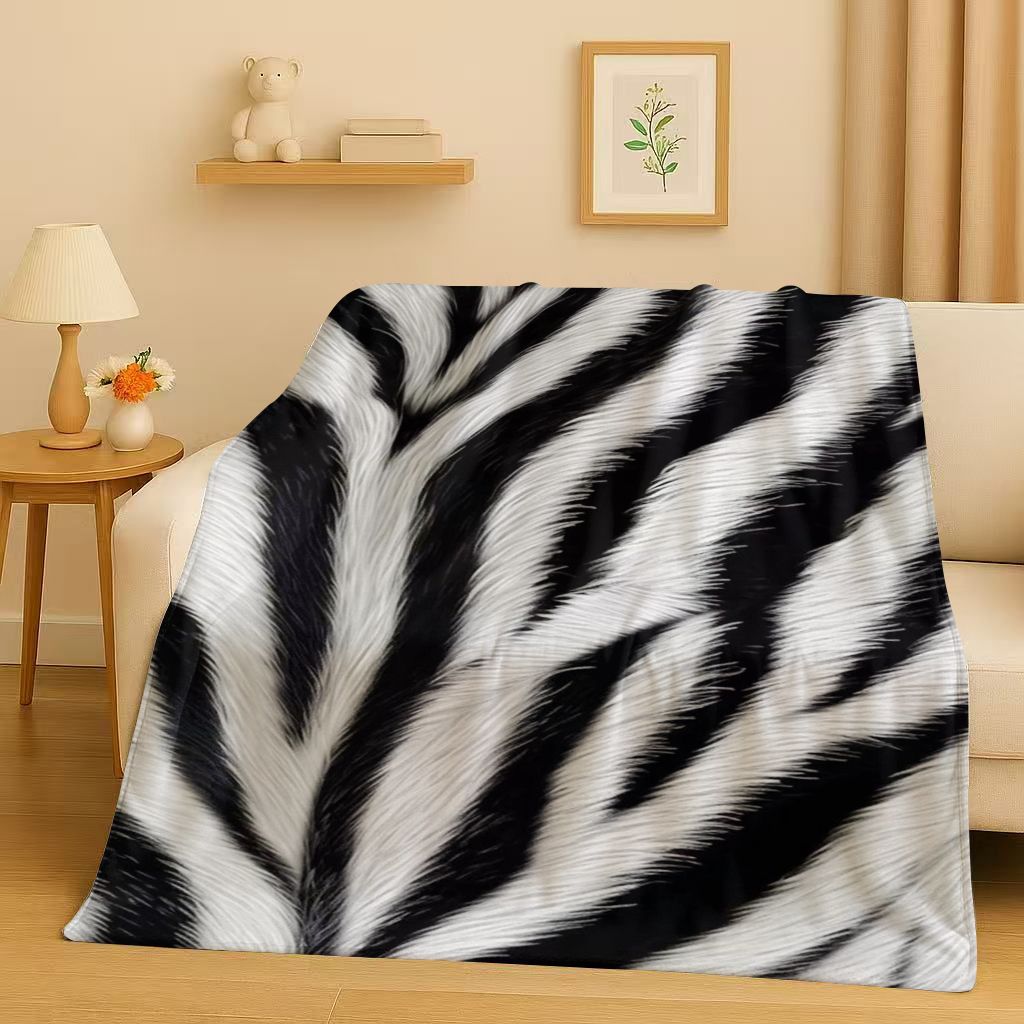 3D Zebra Tiger Leopard Beast Stripe Print Art Flannel Blanket,Ultra Soft Warm Plush Throw for Home Bedroom Bed Sofa Cover Office