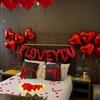 I LOVE YOU Banner & Heart Shaped Foil Balloon Set,   For Valentine's Day , Proposal, Birthday , Anniversary , Wedding  Decor