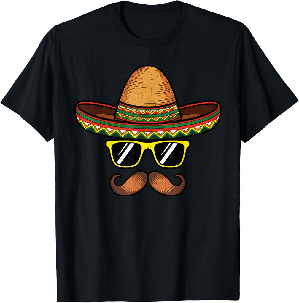 Funny Cinco De Mayo Funny Sombrero Hat with Sunglass Men T-Shirt
