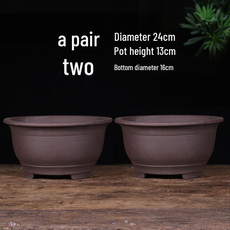 Extra Large Tall Purple Ceramic Flower Pot - High Cylinder Design
