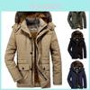 Men Parka Jackets Parker Padded Lined Winter Jacket Fur Hooded Warm Coat