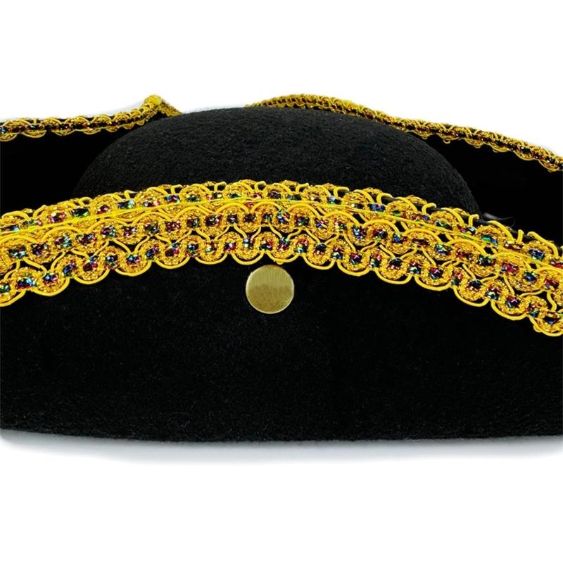 Colorful Rhinestones Pirate Hat Adjustable Unisex Caribbeans Hat Festival Hat for Adults and Teens