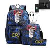 Sports Casual CR7 Backpacks 3pcs Simple Lightweight Capacity Teens Laptop School Bags Women Men Travel USB An-ti Lock Mochilas