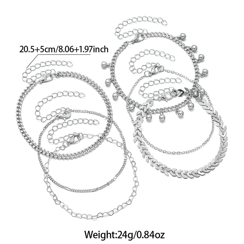 Women's Bohemian Style Multi-Layer Anklet Set, Niche Design Bell Tassel Anklets for Stackable Wear
