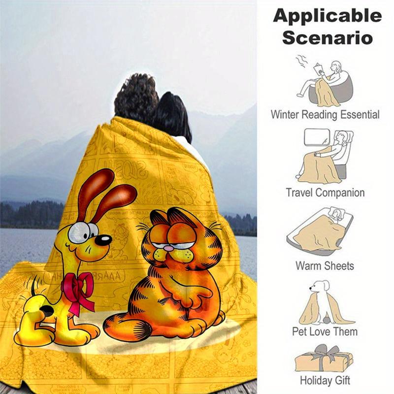 1pc, Garfield & Odie Throw Blanket, Soft Blanket for Couch, Bed, Travel, Camping, Car, Beach, Office Nap, Perfect Gift for FriendsA063