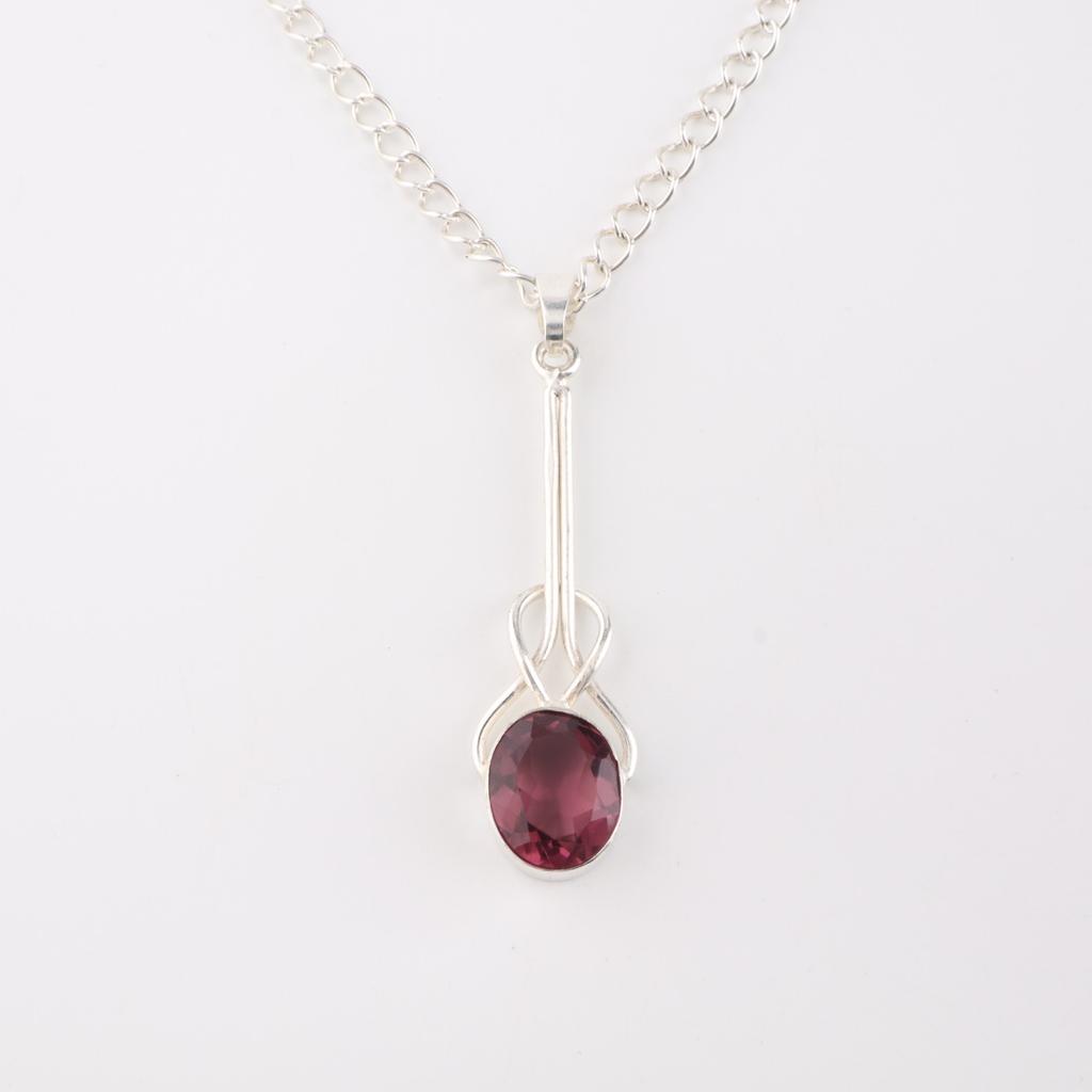 Rhodolite Gemstone 925 Sterling Silver Jewelry Handmade Pendant 1.79" For Gift PP-60-12
