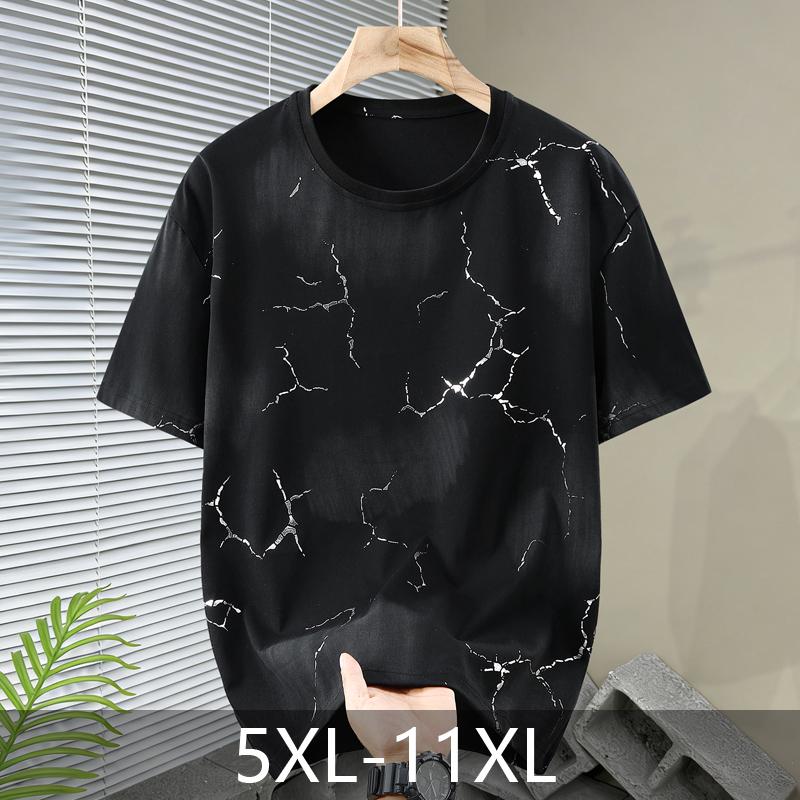 Men's Plus Size Cracked Print T-Shirt – Tie Dye Short Sleeve Casual Tee (Sizes 5XL-11XL) Lightweight Summer Top