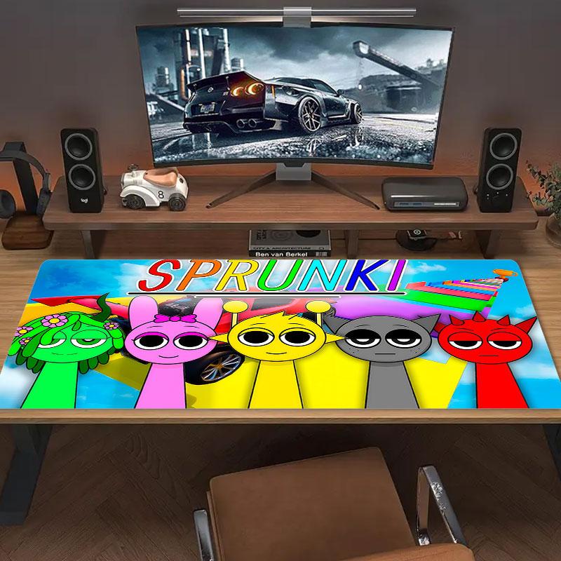 Tappetino per Mouse Sprunki, Tappetino da Scrivania XXL per Gaming, Mousepad Antiscivolo XXL per Laptop e Tablet, Tappetino per Mini PC con Bordi Cuciti