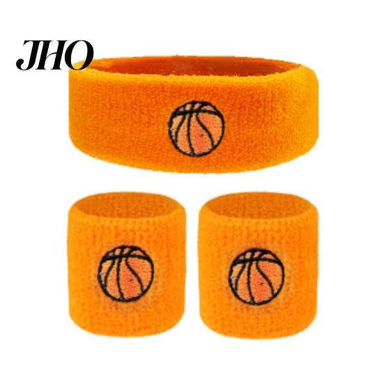 Sports Headband 1 Set Kids Wristband Ball Embroidery Stretch Breathable Sweatband Sweat Absorbing Boys Girls Knitted Basketball Volleyball Wrist