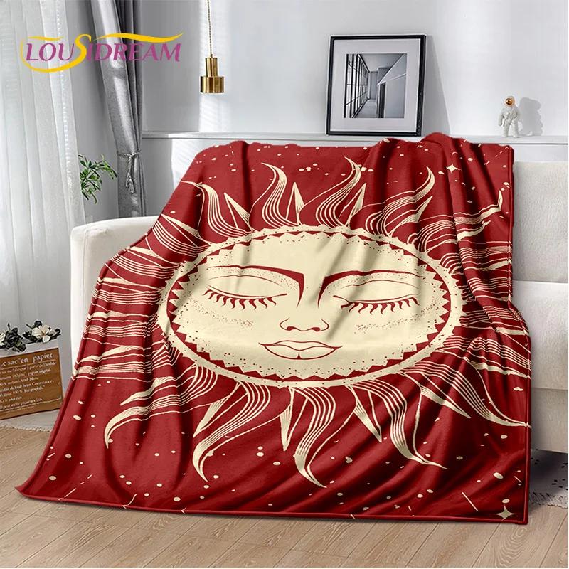Sun Moon Mandala Magic Witchcraft Tarot Blanket,Soft Throw Blanket for Home Bedroom Bed Sofa Picnic Travel Office Cover Gift Kid
