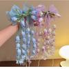 Long Ribbon Bow Hair Clip Bell Orchid Hair Barrettes New Sweet Headband  For Girls