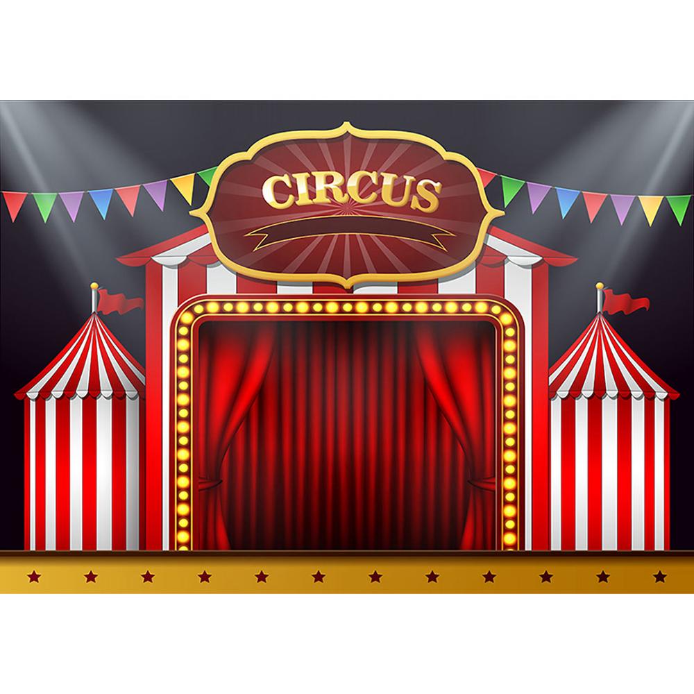Circus Carnival Pennant Red Curtain Photo Backgrounds Vinyl Cloth Backdrop for Children Baby Shower Photophone Photography Props