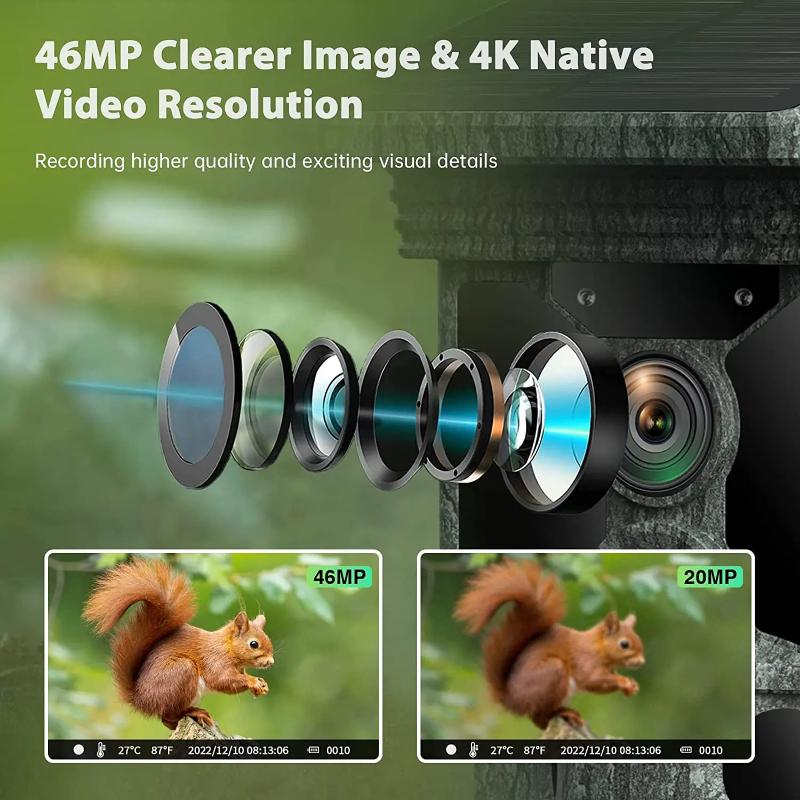 LS VISION Solar Wildlife 50MP 4K Video Trail Camera Night Vision 0.3s Motion Activated Waterproof Garden Camera Outdoor Hunting Monitoring