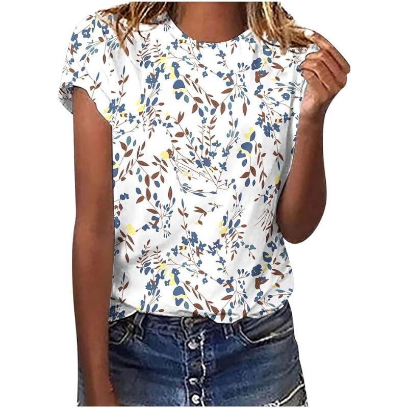 Stylish Loose Short Sleeve Printed Women's Top Comfortable T-Shirts Women’s