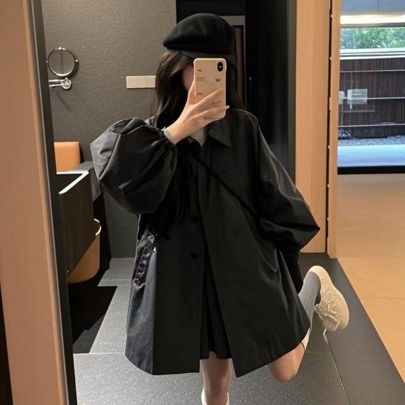 

Тренч цвета хаки: Осень 2025 Повседневная верхняя одежда средней длины для женщин L (125-135 lbs)