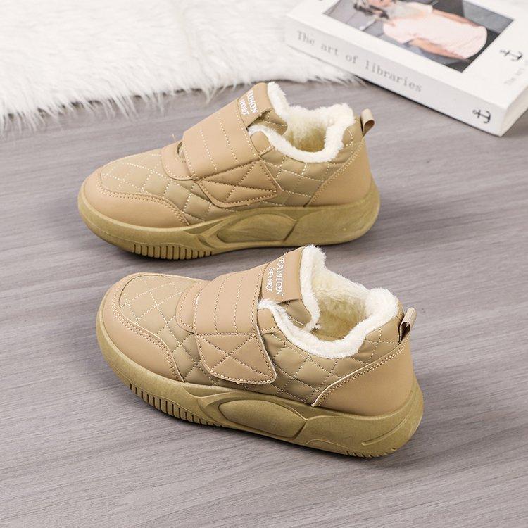 

Fashion soft-soled snow boots women s 2024 new winter low-top Velcro sneakers piled and thickened warm cotton shoes 40 хакі