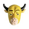 Kuh Kostümmaske für Erwachsene, Vollkopf-Latex-Design mit Schwarzen Hörnern, Strukturierte Tiermerkmale und Vollständige Abdeckung für Cosplay und Partys