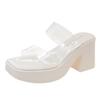 High heels, summer sandals, thick-soled transparent word with thick heels, wear cool slippers on the street
