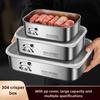 304 Stainless Steel Crisper with Lid Large Capacity Refrigerator Storage Box Food Grade Picnic Portable Box Sealed Lunch Box