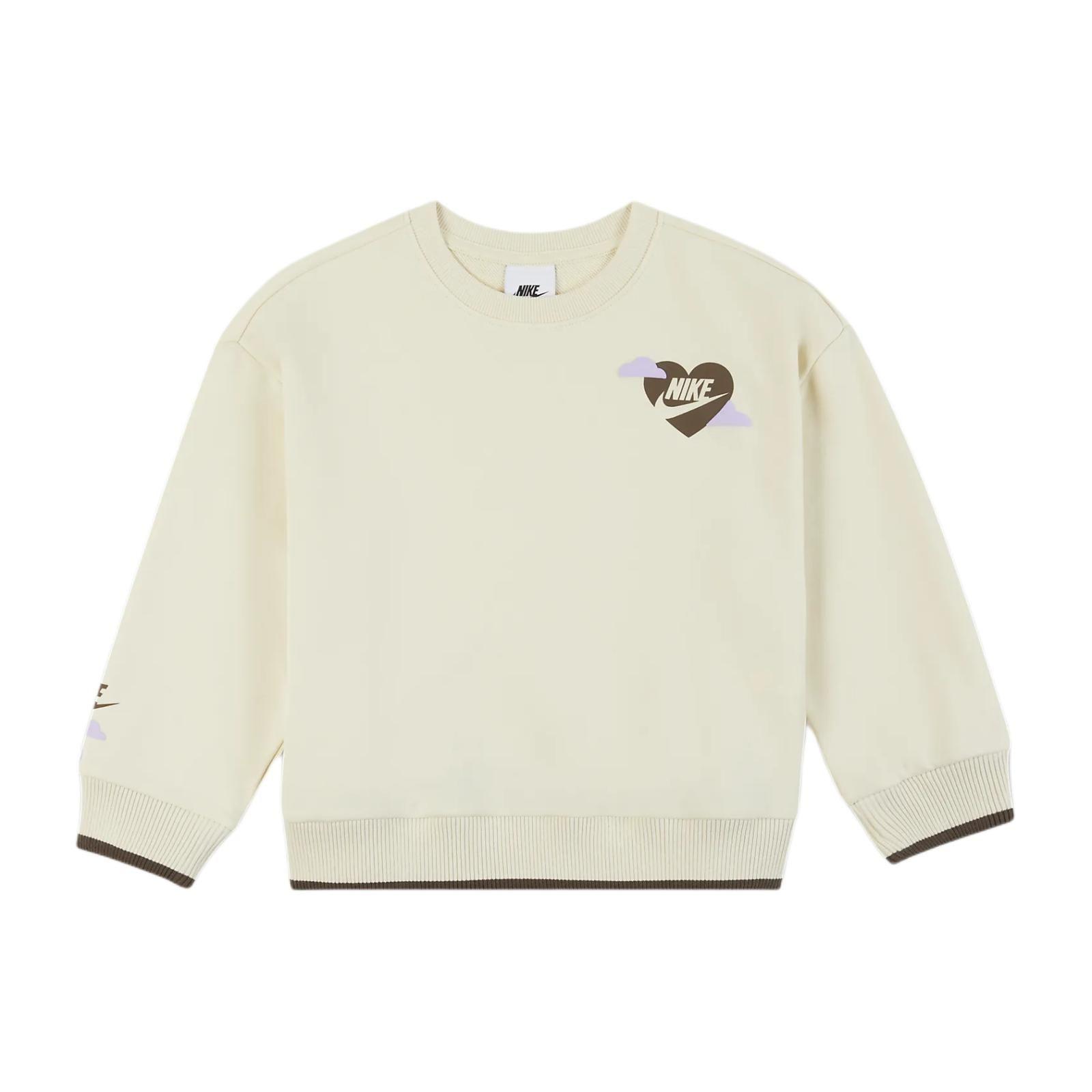 

Nike Свитшот с принтом буквы Swoosh, круглым вырезом, длинным рукавом, повседневный, для малыша, цвет кокосового молока HF2189-113 5