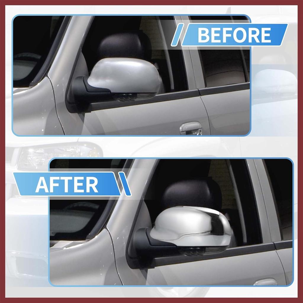 for GMC Envoy 2002-2009 for Buick Rainier 2004-2007 Driver Passenger Side Mirror Covers Cap Overlay Rearview Mirror Guard Covers Silver Tone 1 Pair