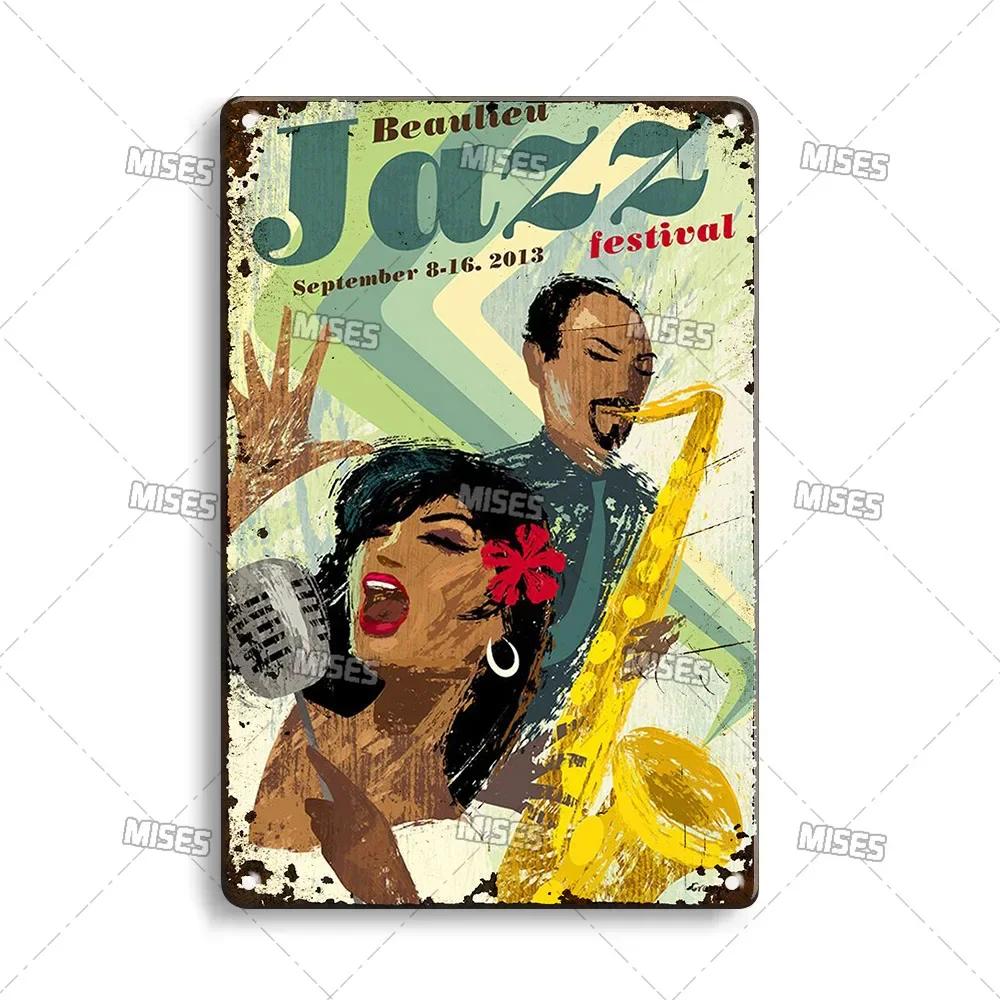 MISES JAZZ Metal Poster Vintage Metal Tin Sign Decorative Plate Metal Sign Music Metal Plaque Home Bar Studio Industrial Decor