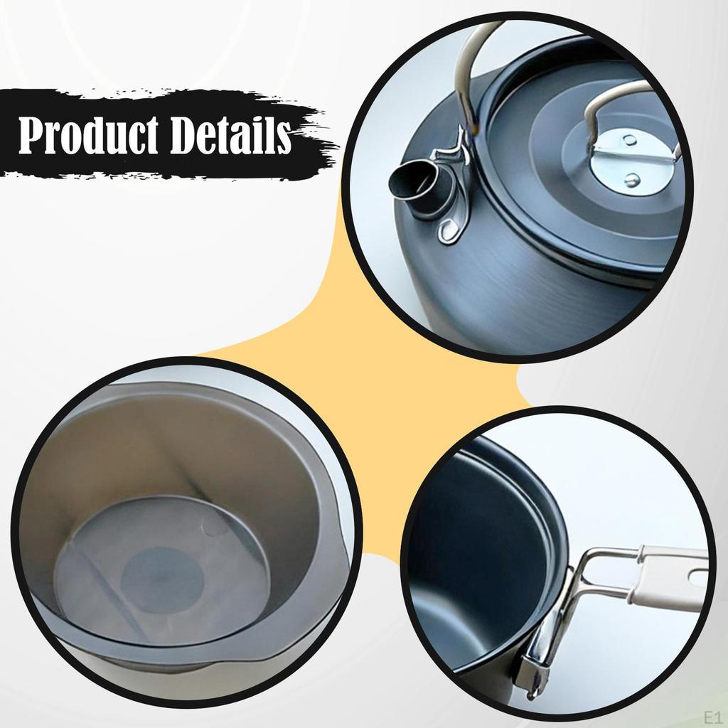 Camping Cookware Set Portable for 2-3 People Pot Pan Kettle with Bowls Hiking Outdoor Adventures