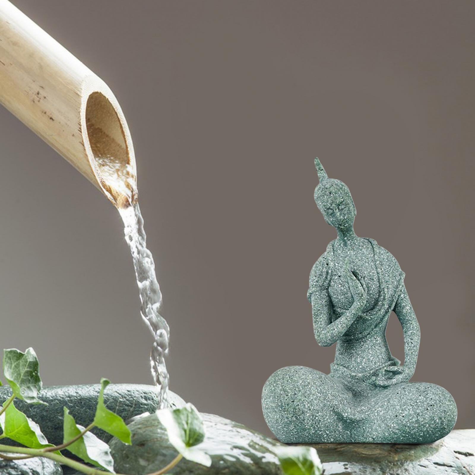 Tank Meditating Buddha Resin Statue Sculpture Aquarium Figurine Desktop 6.5x5.5x9.5cm