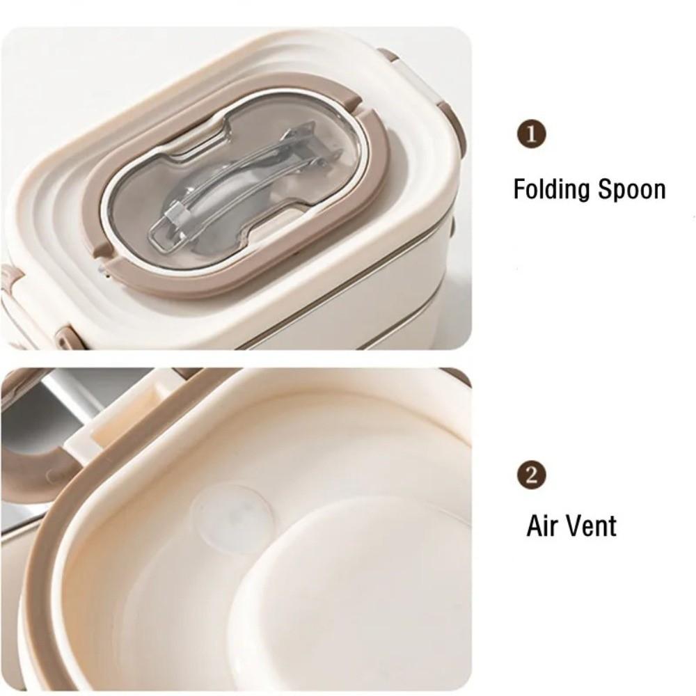 Large Capacity Thermal Lunch Box With Fold Spoon Food Storage Containers  Office Picnic