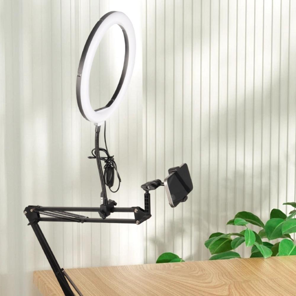 With Fill Light Telescopic Phone Stand Stable Clamp Type Phone Holder  Phone Accessories